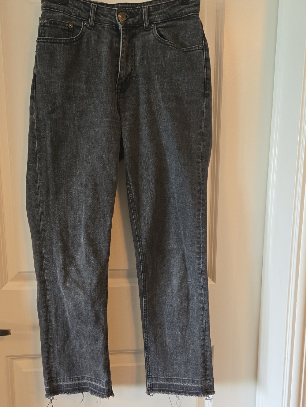 Frank & Oak Women's High-Rise Straight Leg Jeans - Charcoal Gray